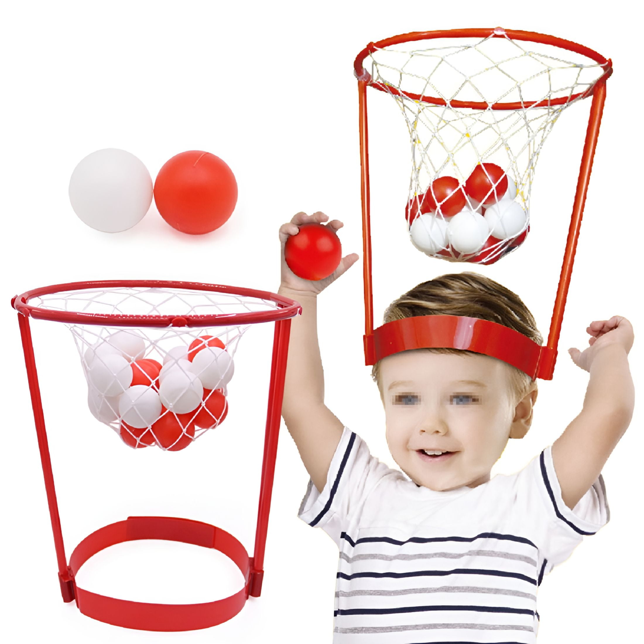 LAMIRO Headband Ball Toy Catching Basketball Kid Game Head Strap Party Favors Outdoor Parent-child Toy (Red)