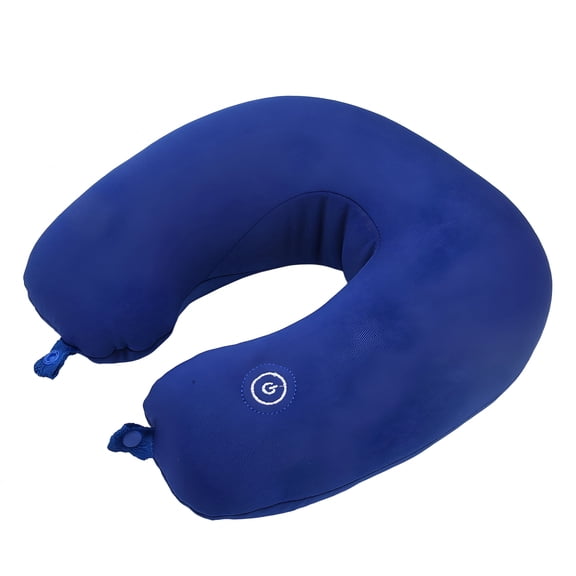 LAMIRO Headrest Pillow, Low Noise Airplane Neck Pillow, Blue Vibration Massage to Reduce Pain, U-Shaped for Office