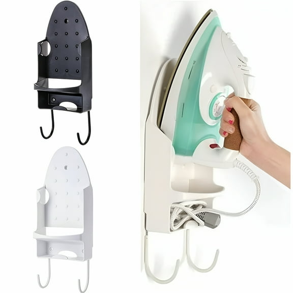 LAMIRO Ironing Board Hanger Wall Mount Electric Iron Holder Ironing Board Rack Shelf Black