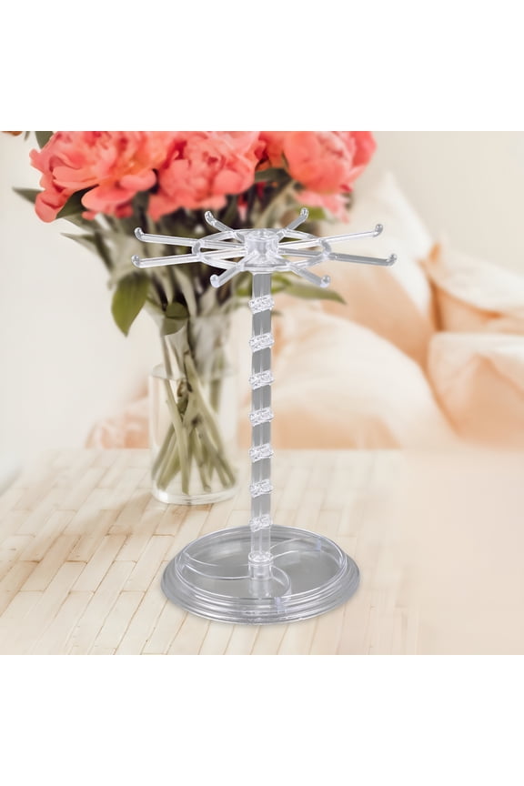 Jewelry Organizer Hanging Rack/Rotating Jewelry Display Stand/Necklace Holder for Dresser, Watch Counter, Bathroom, Tall Clear