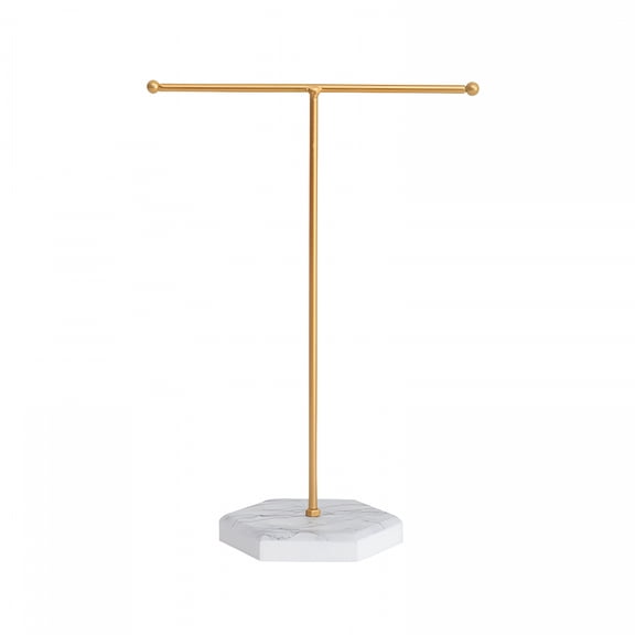LAMIRO Jewelry Stand Display Necklace Holder T-Bar Plated Metal Tabletop Jewelry Organizer Tower for Show Jewelry Hanging Pendant Earring Bracelet Ring Accessorie Cabinet Shelf