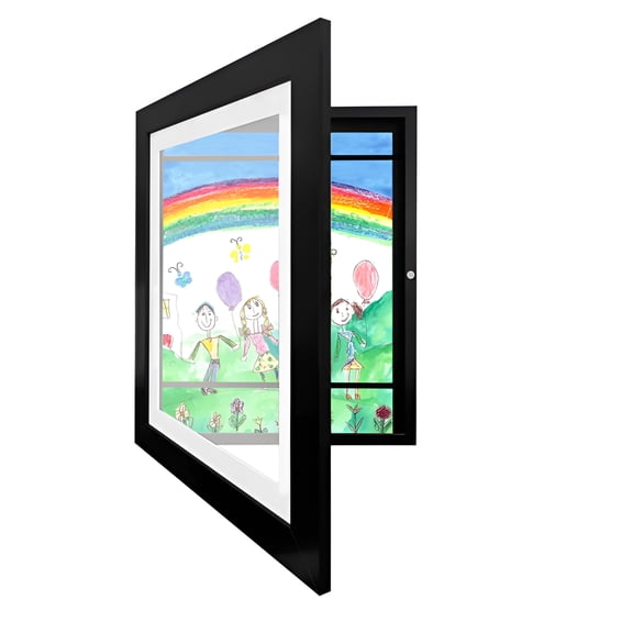 LAMIRO Kids Art Frames, 15X11 in Front Opening Kids Artwork Frames Changeable, Artwork Display Storage Frames for Drawing, Artwork, Art Projects, Black Kids Art Frame