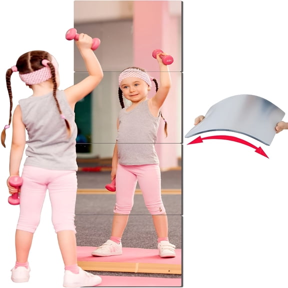LAMIRO Kids Safety Unbreakable Mirror,Acrylic Shatterproof Mirrors Full Length,12"x12"x4 Pack,Children Non Glass Stick on Mirror,Gym Mirror for Home Workout,Bedroom Body Mirrors Wall Dormitory