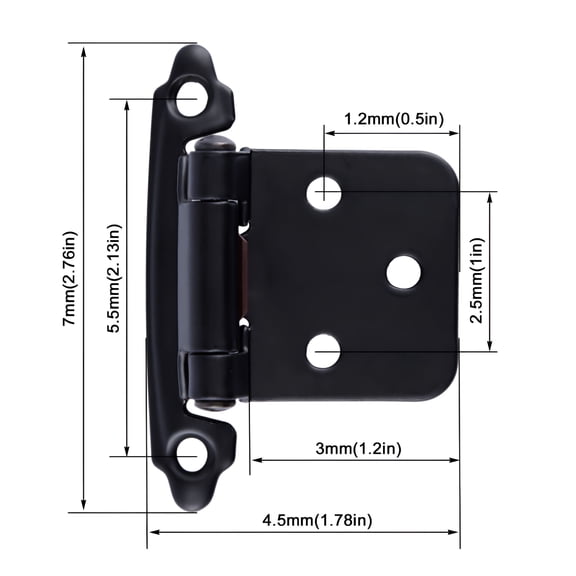 LAMIRO Kitchen Cabinet Hinges,1/2 inch Overlay Self Closing Face Mount Hinges For Kitchen Cupboard Door With Screws,5 Pairs (10pcs),Black