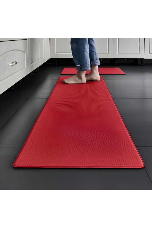 Kitchen Floor Mats Cushioned Anti Fatigue,45*120CM,Standing Runner Rug Waterproof,Comfort Memory Foam Padded for Front Sink Laundry,Red