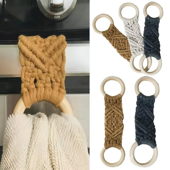 LAMIRO Kitchen Towel Hanger,Dish Towel Ring Easy to Hang Kitchen Crochet Hanging Dish Towel Holder Decoration