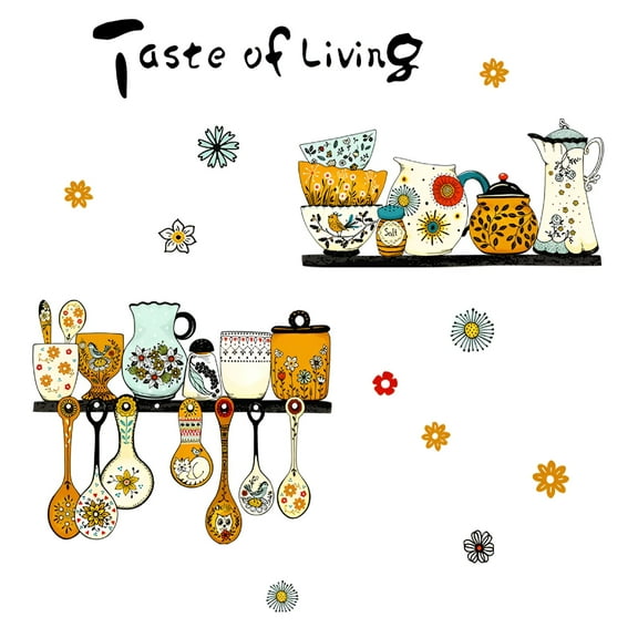 LAMIRO Kitchen Wall Stickers,Kitchen Dining Room Wall Decals,Wall Art Kitchen Utensil Decorations Wall Decor,For Home Office School Coffee Shop