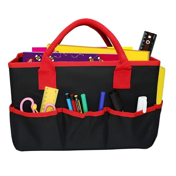 LAMIRO Large Foldable Collapsible Craft Storage Tote Bag Sewing Table Storage Basket Black