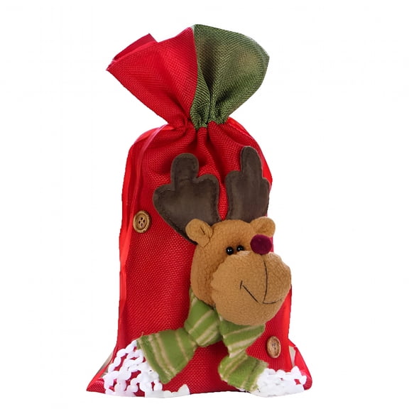 LAMIRO Large Gift Bags Drawstring 3D Santa Claus Snowman Candy Pouch Kids Xmas Decoration New Year Reindeer Sack Bag