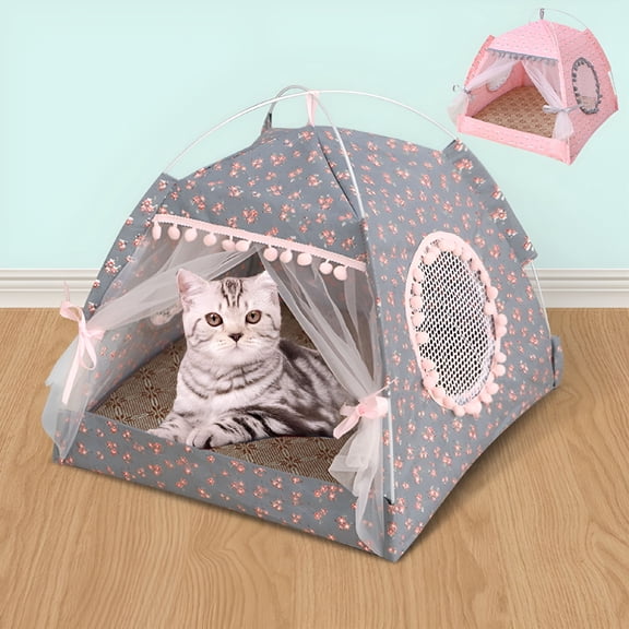 LAMIRO Large Water Resistant Cat Bed with Cushion, Pink
