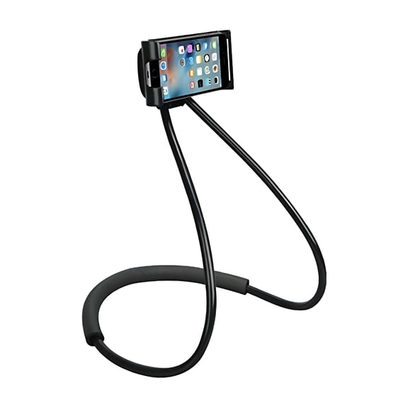 LAMIRO Lazy Cell Phone Holder, Universal Cell Phone Holder for Smart Mobile Phone, Hanging on Neck Cell Phone Mount Holder, Black C50