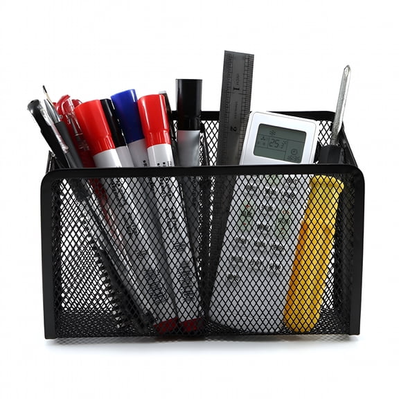 LAMIRO Magnetic Pencil Holder,Magnetic Storage Basket Organizer,2 Grid Semicircle Magnets Pen Holder,for Your Whiteboard,Fridge,Cubicle Desks,Locker Accessories