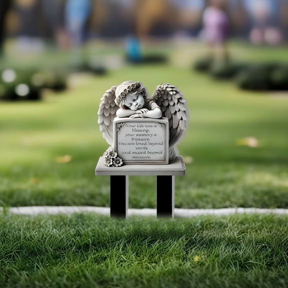 LAMIRO Memorial Angel Sculpture,Praying Angel Figurines for Lawn Patio Decorations,Angel Garden Figurines Outdoor Decoration,Waterproof Garden Statues Memorial Gifts for Loss of Loved One