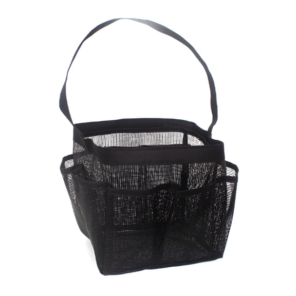 LAMIRO Mesh Shower Caddy 8-Compartment Nylon Bathroom Organizer,Black
