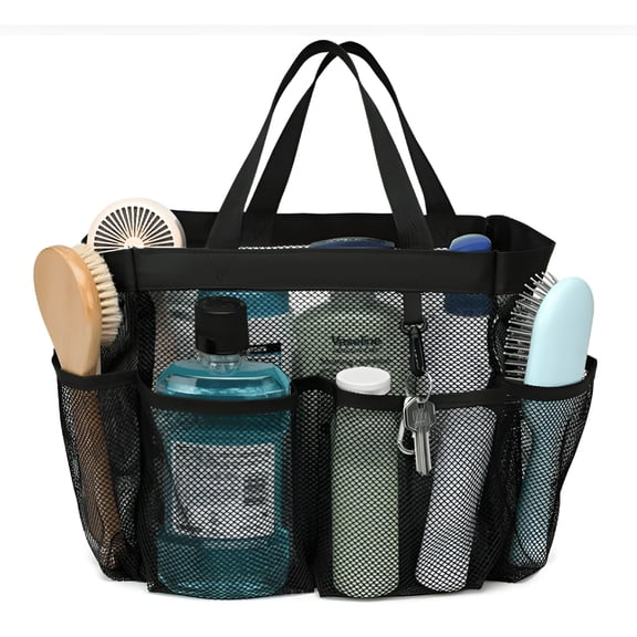 LAMIRO Mesh Shower Caddy Portable for Large Bathroom Tote Bag Durable with 8 Pockets