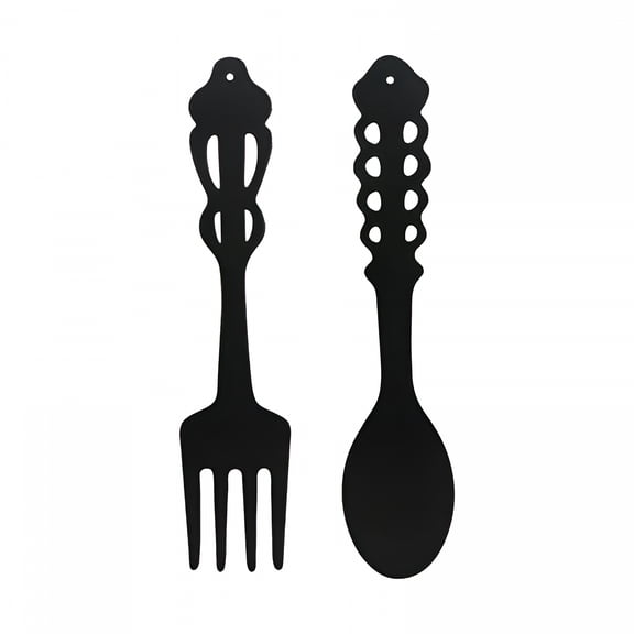 LAMIRO Metal Sign Wrought Iron Wall Decoration Fork Spoon Decor Hanging Sculpture Farmhouse for Kitchen Wall Decals Peel and Stick Wall Stickers Decor Bedroom Living Room Home Decoration