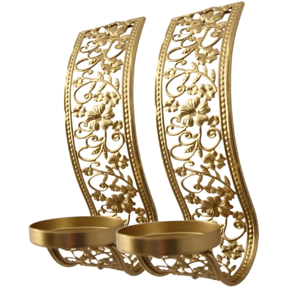 LAMIRO Metal Wall Sconce Candle Holders Set of 2, Middle Eastern Hollow Design Wall Mount Lighting for Home Decor & Ambiance