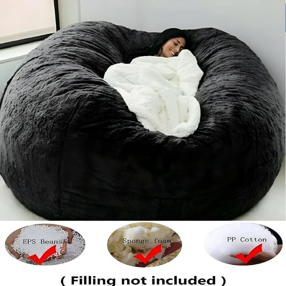 LAMIRO Microsuede 7FT Foam Giant Bean Bag Memory Living Room Chair Lazy Sofa Soft Cover
