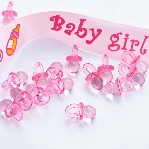 LAMIRO Mini Acrylic Baby Pacifiers for Baby Shower Decorations,Table Scatter,Party Favors,Games & Activities - 50 Pcs Clear Acrylic Mini Pacifiers Baby Shower Party Favor Girl Boy Game Decor