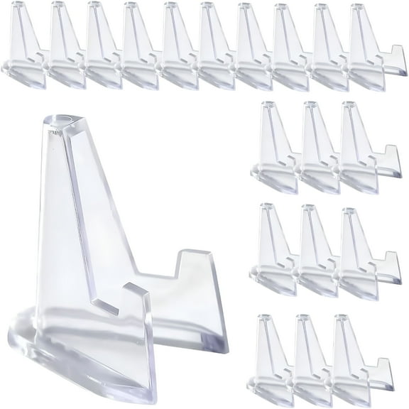 LAMIRO Mini Acrylic Easel Coin Display Stand, 20PCS Acrylic Clear Coin Stands Trading Card Display Stand Mini Card Holder for Cards Coins Medals Handicrafts Collectibles Display 1.42 inch Tall
