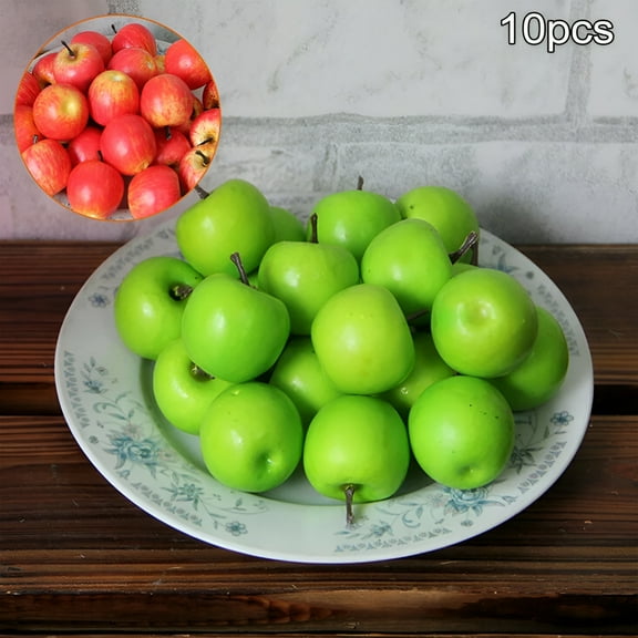 LAMIRO Fake Apple,10Pcs Mini Simulation Super Small Apples Foam Plastic for Home House Kitchen Party Photography Decoration,Green Apple