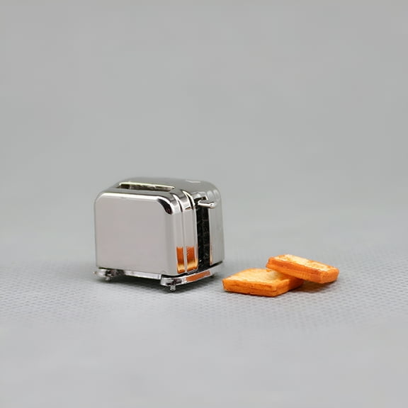LAMIRO Mini Bread Machine Miniature Alloy Toaster 1 Set House Decorative Accessory
