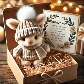 LAMIRO Mini Bunny Hug Cute Easter Gift Plush Bunny in a Box Hugs Positive Bunny Stuffed Animal Rabbit Soft Floppy Easter Ideas Bunnies Basket Stuffers Doll Emotional Support Inspirational Gifts