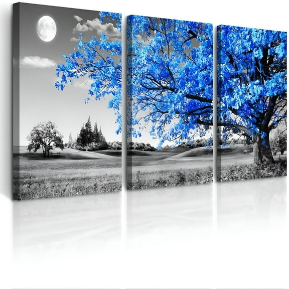 LAMIRO Modern Wall Art For Living Room Canvas Wall Decor For Office Black And White Blue Tree Wall Painting Scenery Wall Pictures Artwork For Bedroom Room Home Decor Prints Art 12