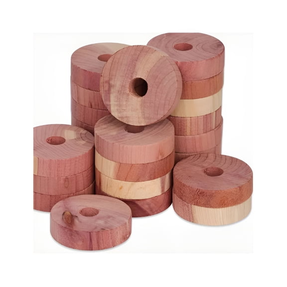LAMIRO Moisture-Proof Cedar Wood Hanger Rings,Natural Aromatic,20 Count
