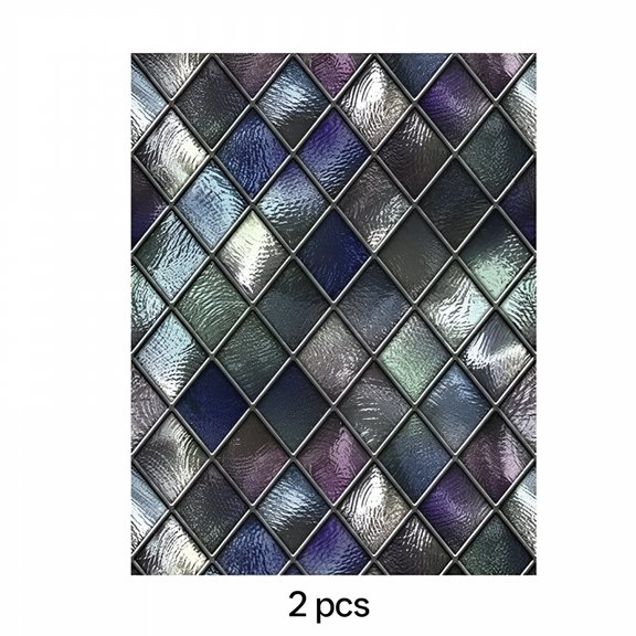 LAMIRO Mosaic Window Film, 2 Pcs 17.72*22.83 Inches Window Privacy Film, Mosaic Casement Frosted Film Stained Static Cling Glass Sticker Privacy Pvc, Uv Protection Window Stickers