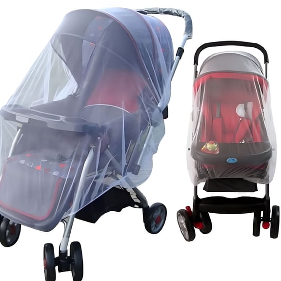 LAMIRO Mosquito Net for Stroller, White Mesh Perspective Stroller Mosquito Net Full Cover, Breathable Netting for Stroller Mosquito Net