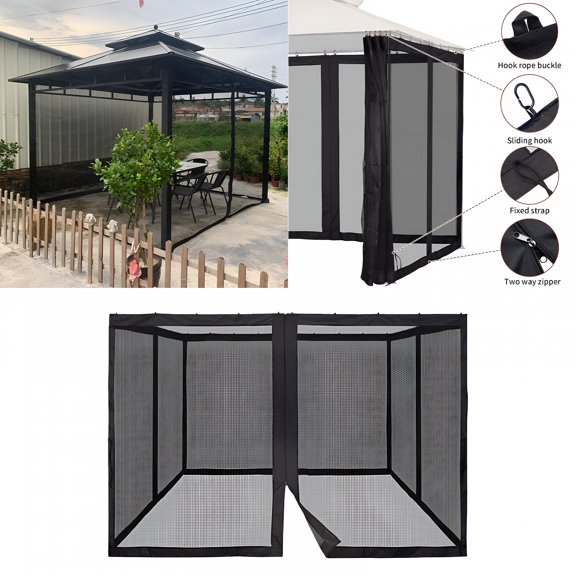 LAMIRO Mosquito Netting with 4 Side Zipper for Universal Outdoor Canopy Tent, DIY Curtain Style Canopy Screen Walls (Only Mosquito Net)
