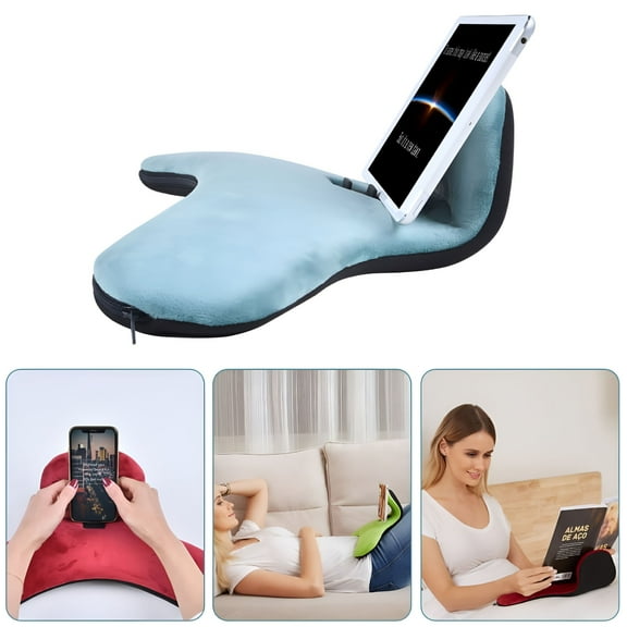 LAMIRO Multi-Angle Soft Pillow Lap Stand For Phones Tablets, Hands-Free Bed Reading Mount, Adjustable Ereader Holder For Couch Desk Sofa