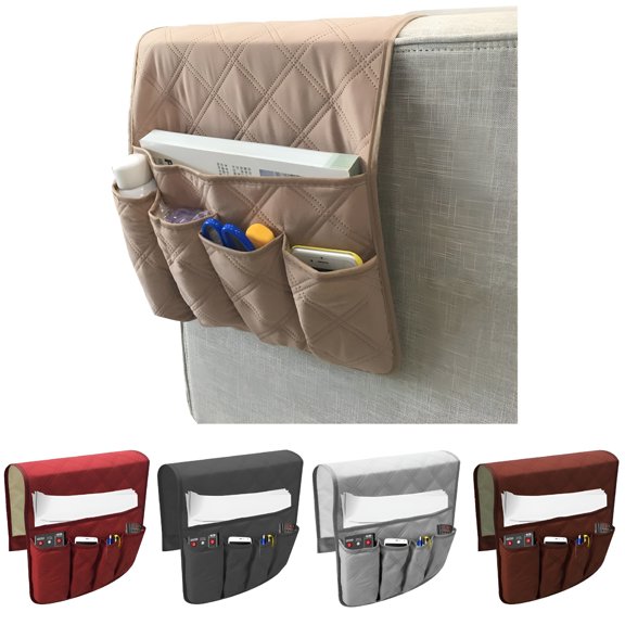 LAMIRO Non-Slip Sofa Armrest Storage Organizer,Waterproof Couch Recliner Remote Control Holder with 5 Pockets Armchair Caddy for Ipad,Phone,Magazines,Tv Remote Control