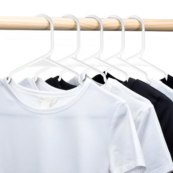 LAMIRO Notched 30 Hangers Standard for White Clothing Use Plastic Housekeeping & Organizers,Home Textile Storage,30 Hangers