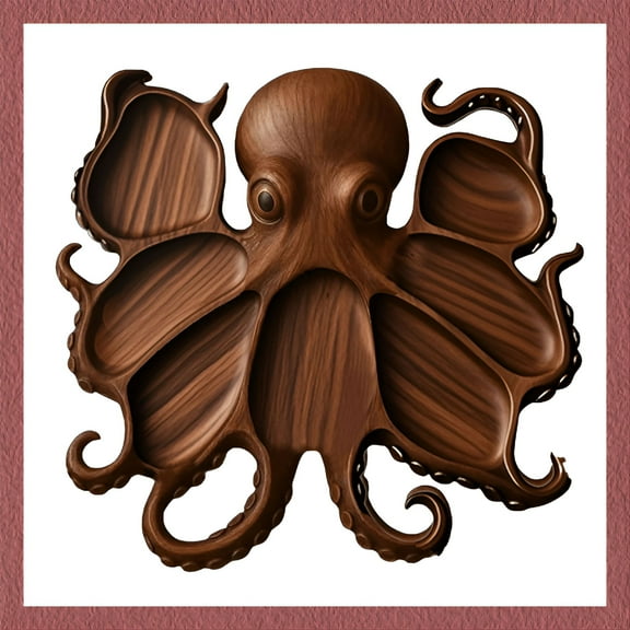 LAMIRO Octopus Charcuterie Platter - 8-Tentacles Octopus Charcuterie Board Nautical Wood Board for Cheese&Meats,Fun Beach Lover's Gift
