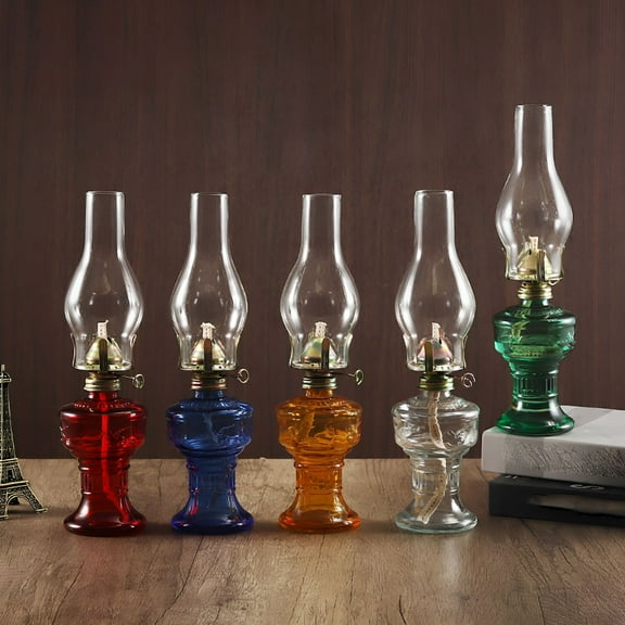 LAMIRO Oil Lamps for Indoor Use Vintage Hurricane Emergency Glass Oil Lamps Large Lantern Classic Decorative Oil Lamp for Home Tabletop Emergency Lighting Supplies