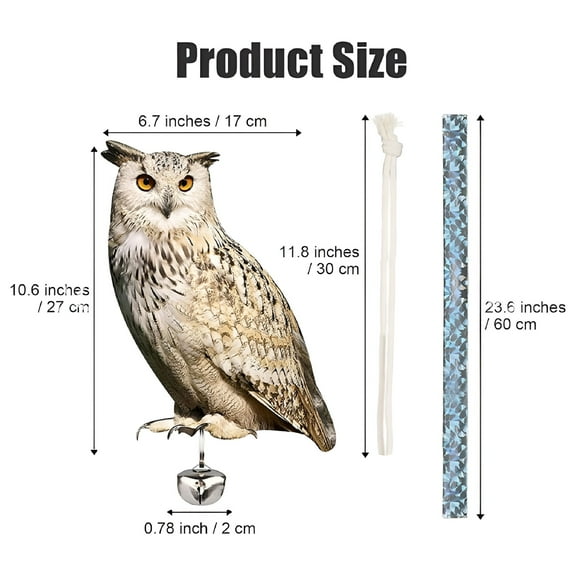 LAMIRO Owl Decoy to Scare Birds Away,Fake Owl Statue for Home Garden Decor
