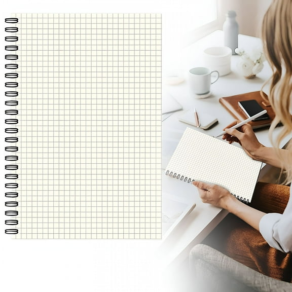 LAMIRO Paper Notebook,Graph Paper Notebook Spiral A5 Grid Notebook,4 Styles 100Gsm Graph Grid Paper,Flexible Plastic Cover,Graph Grid Paper Notebook,Writing,Drawing,A5 Grid Notebook 5.51"X8.27"