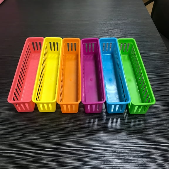 LAMIRO Pencil Holder Tray Organization Basket Plastic Bin for Desk and Teacher Supplies for Classroom Decoration