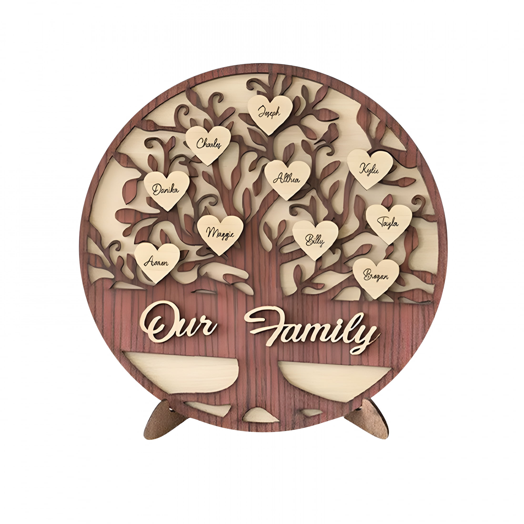LAMIRO Personalized Family Names Sign,Custom Family Tree Decor Names Sign Wooden Desk Plaques Customized Family Gifts,Mother's Day Gift,for Mother Grandma