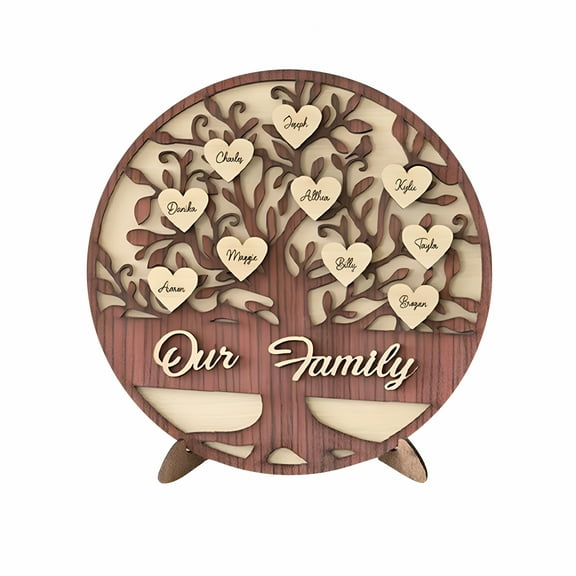LAMIRO Personalized Family Names Sign,Custom Family Tree Decor Names Sign Wooden Desk Plaques Customized Family Gifts,Mother's Day Gift,for Mother Grandma