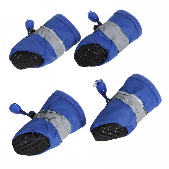 LAMIRO Pet Shoes 4 Pcs Waterproof Anti Dog Boots All Seasons Pet Booties for Small to Medium Dogs Size XS (Blue)