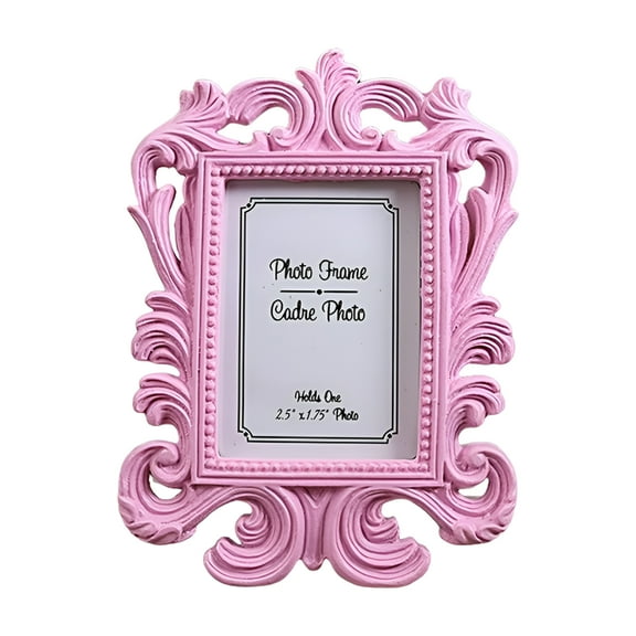 LAMIRO Picture Frame Baroque Rectangle Family Decoration Resin Vintage Classic Desktop Photo List Frame Home Decor (Pink Family Picture Frame)