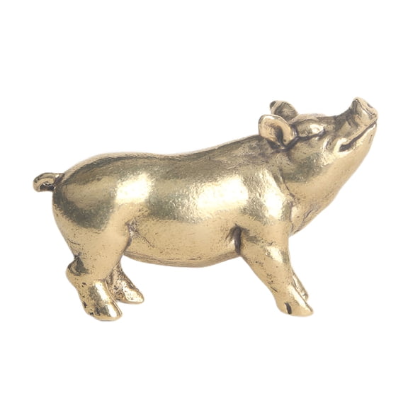 LAMIRO Pig Ornament Delicate Adorable Vivid Copper Miniature Pig Figurine Desk Ornament Home Decoration