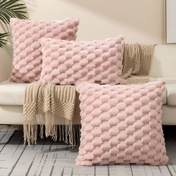 AUQ Pink Aesthetic Throw Pillow,Grey Velvet Snowflake Weaving for Bed,Couch & Sofa Cotton
