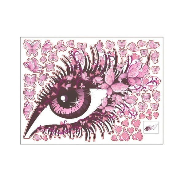 LAMIRO Pink Eye Butterfly Wall Sticker Living Room Decor Removable Decals Mural