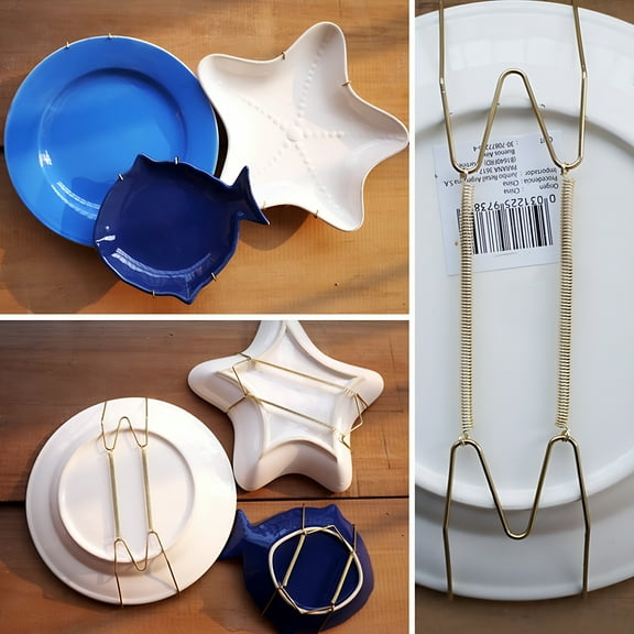 LAMIRO Plate Hangers For The Wall,Plate Hangers,Dish Display Plate Hangers Stainless Decorative Wire Plate Hanger Holders Spring Hook Holder Hanging Wire For Decorative Plates