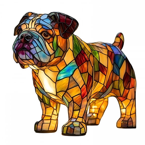 LAMIRO Shih Tzu Lamp Stained Glass Lamp Dog Series Art Night Light 5.91"