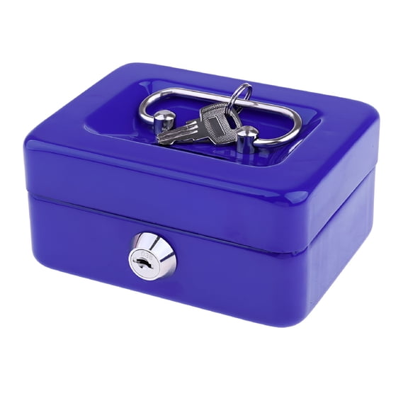 LAMIRO Portable Mini Steel Organizer Box with Key,Lockable Safe Household